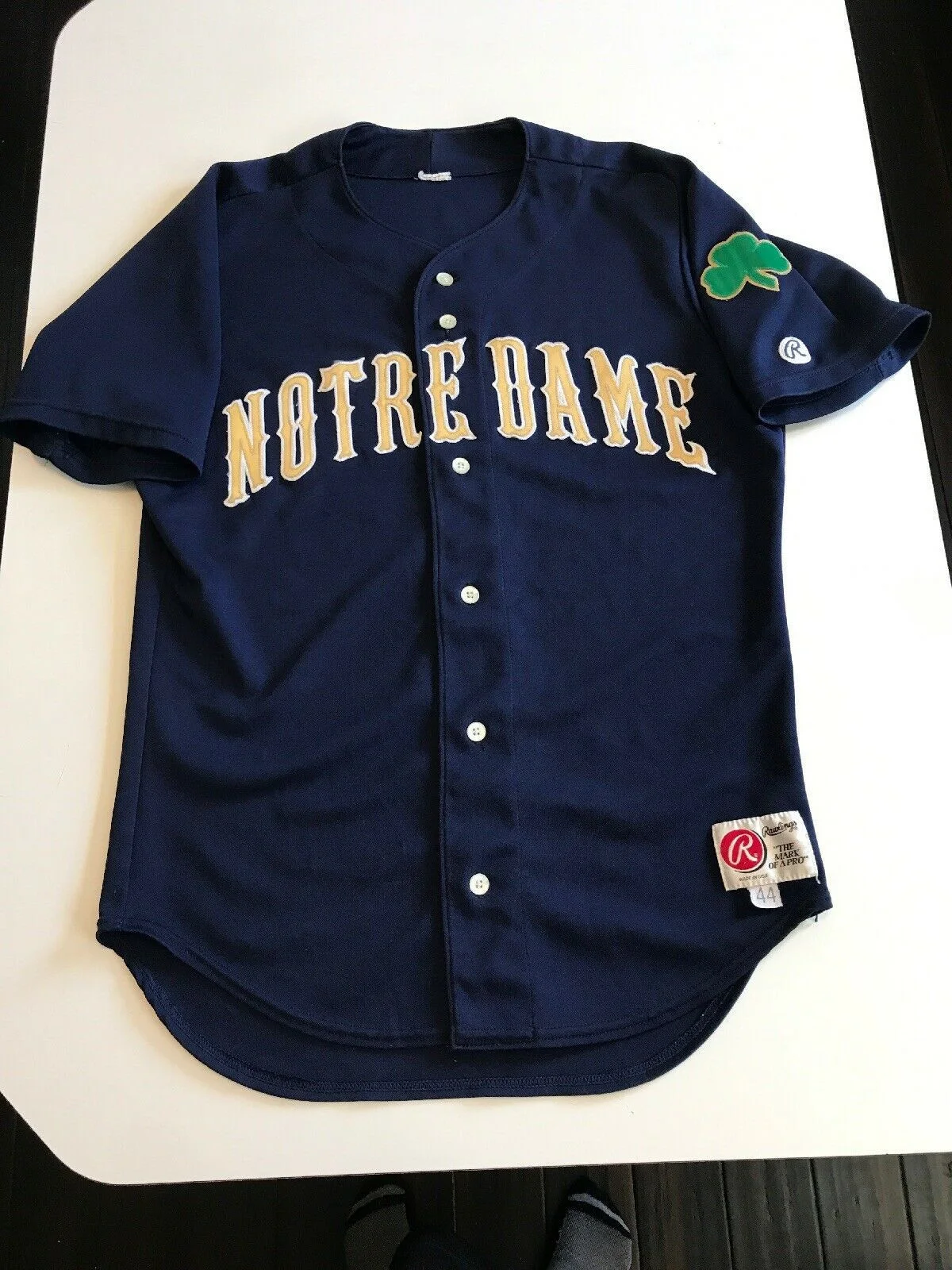 Men's VINTAGE RARE 80's RAWLINGS NOTRE DAME FIGHTING IRISH BASEBALL CUSTOM JERSEY -