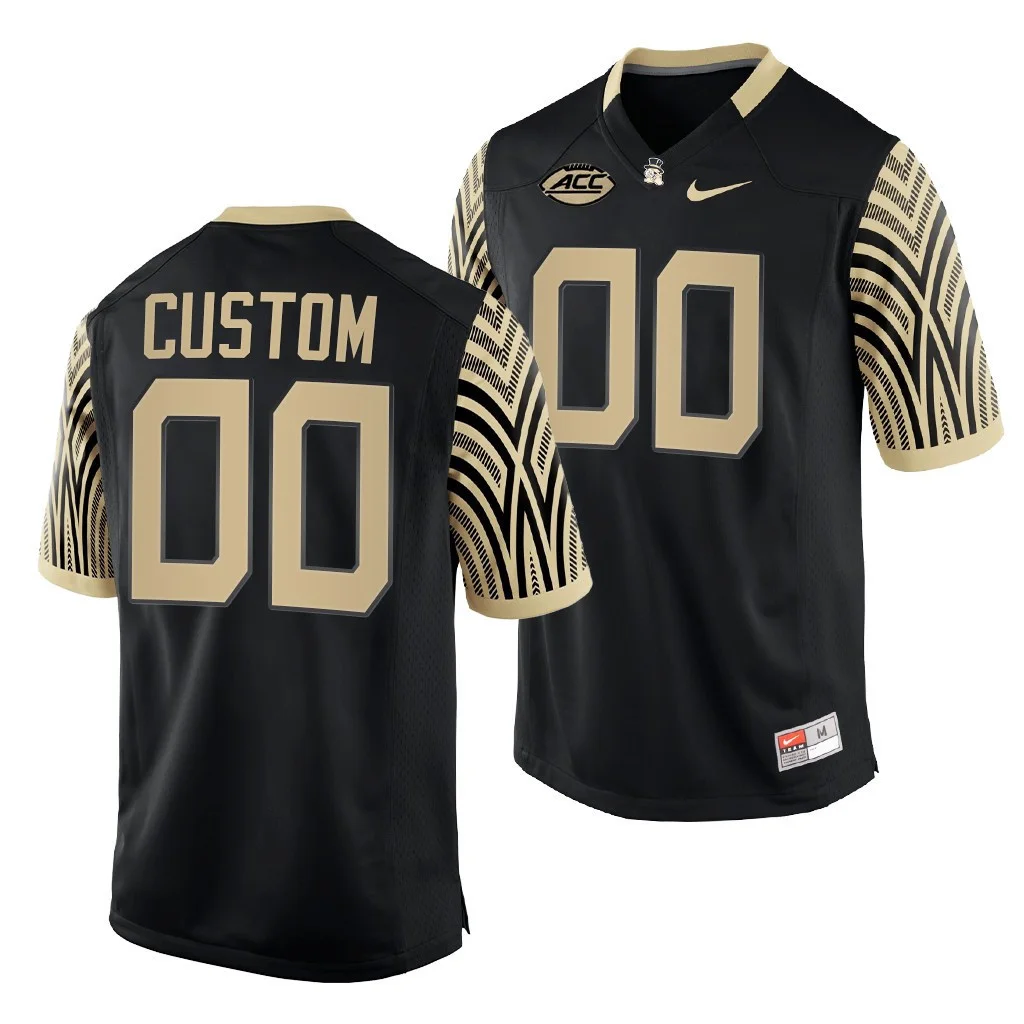 Men's Wake Forest Demon Deacons Custom 00 Black 2021-22 College Football Jersey -