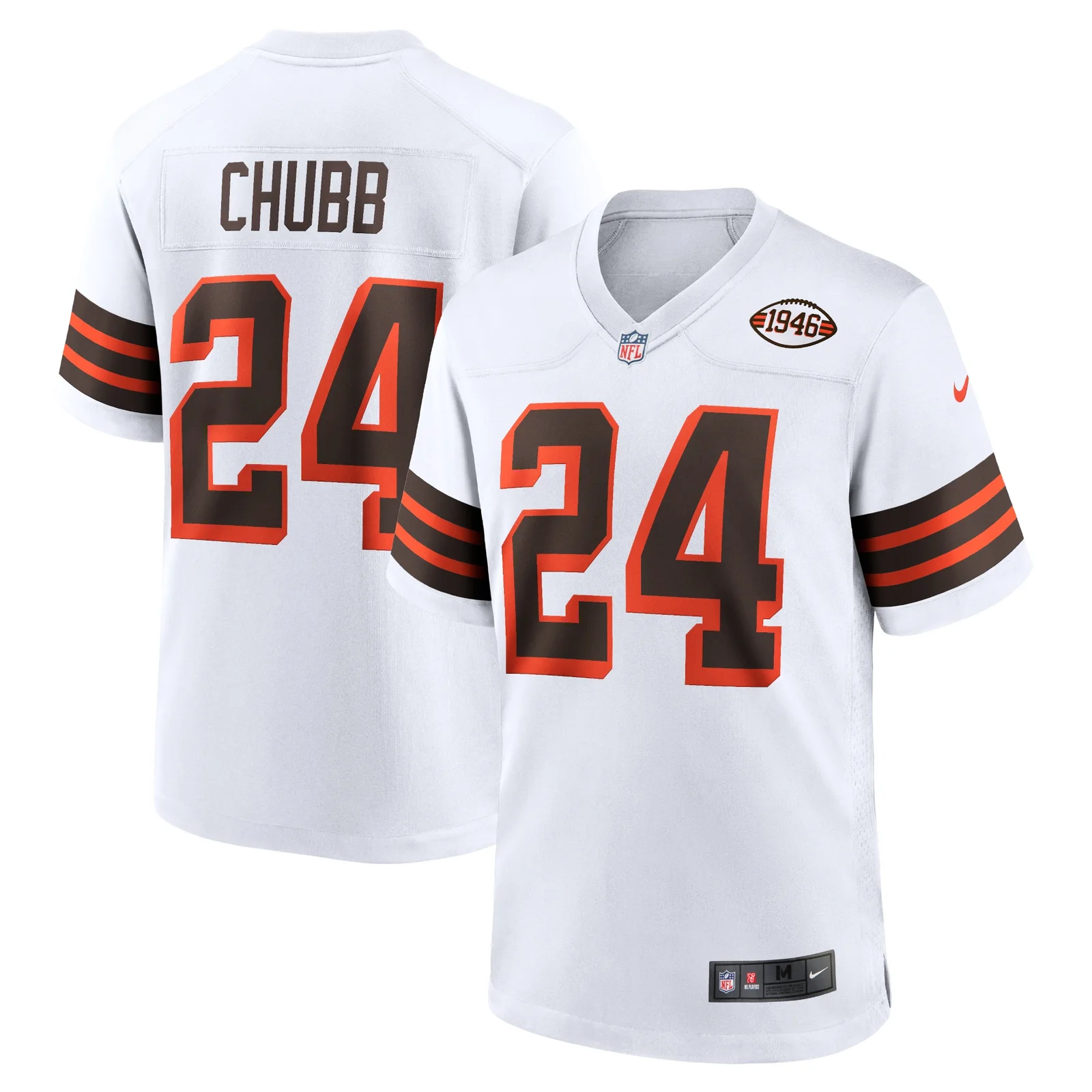 Men'sNick Chubb Cleveland Browns 1946 Collection Alternate Game Jersey - White -