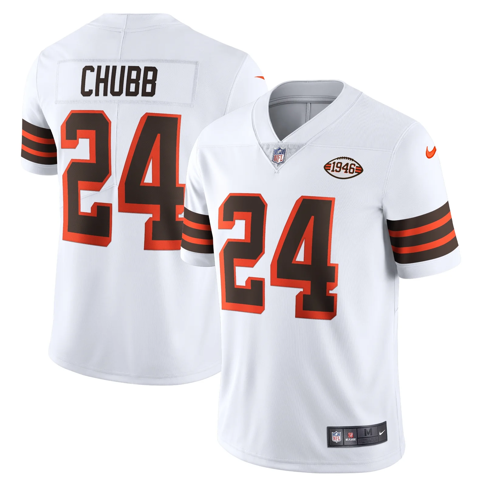 Men'sNick Chubb Cleveland Browns 1946 Collection Alternate Vapor Limited Jersey - White -