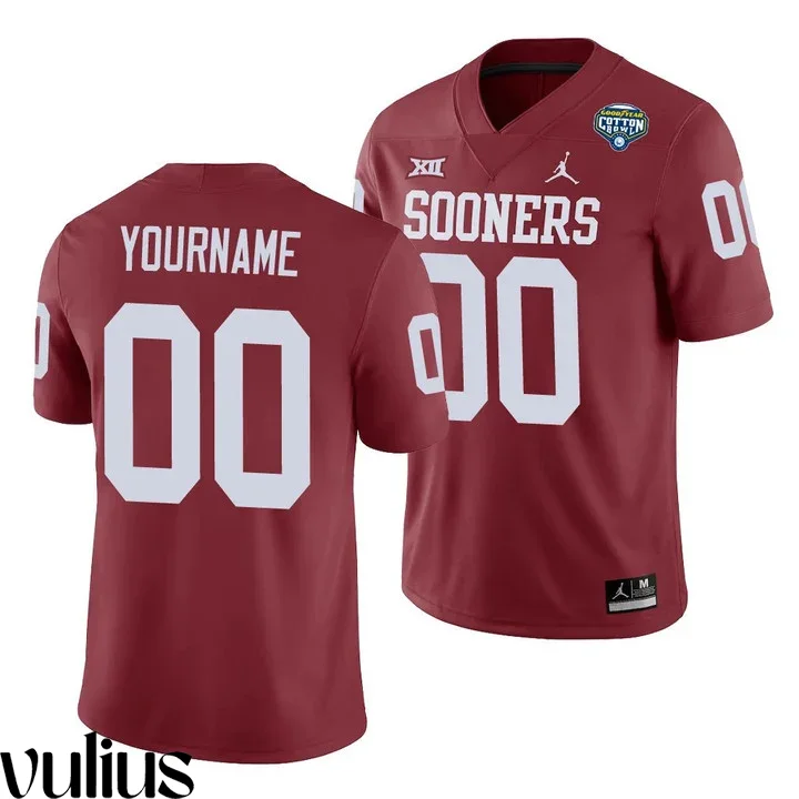 Oklahoma Sooners Custom Jersey, Red Men's, Crimson 2020 Cotton Bowl Game Jersey -
