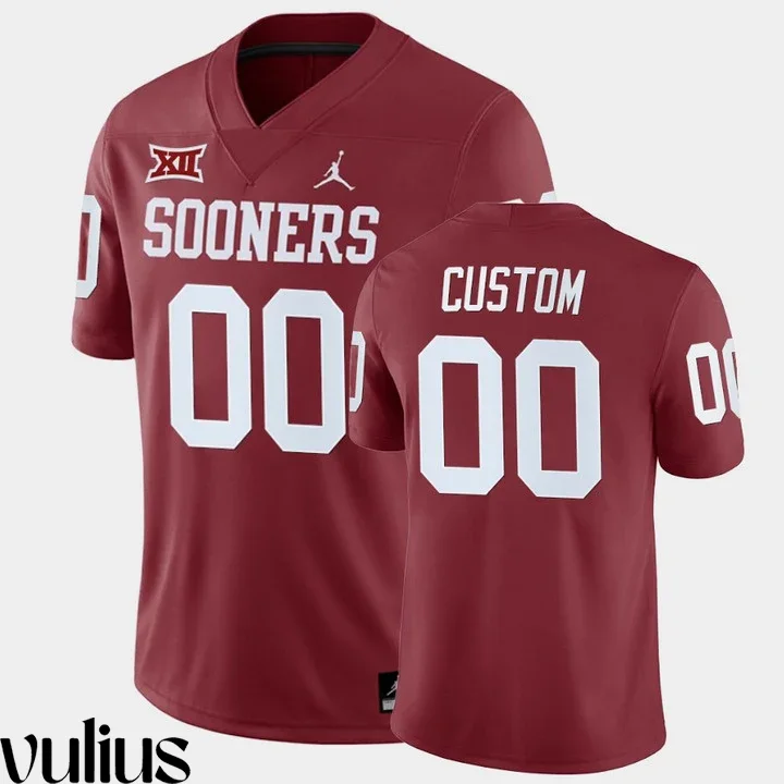 Oklahoma Sooners Custom Jersey, Red Men's, Crimson Home Game Jersey NCAA Football -