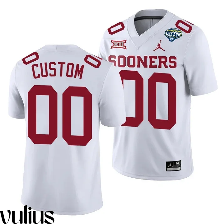 Oklahoma Sooners Custom Jersey, White Men's, 2020 Cotton Bowl Classic College Football Jersey -