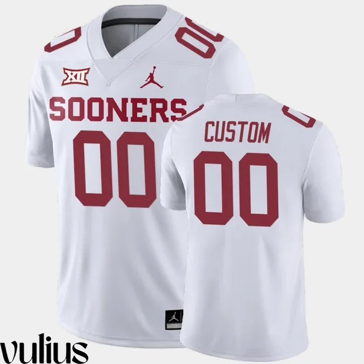 Oklahoma Sooners Custom Jersey, White Men's, Custom Away Game Jersey -