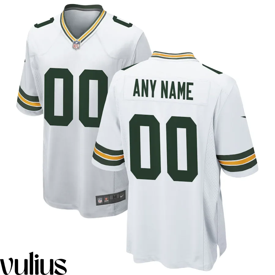 Packers Custom Jersey, White Men's, Road Game Custom Jersey -