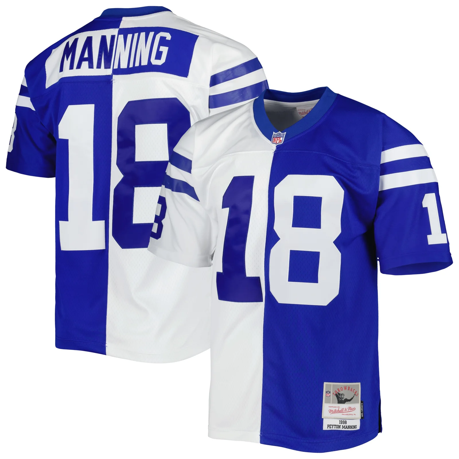 Men'sPeyton Manning Indianapolis Colts Mitchell &amp; Ness 1998 Split Legacy  Jersey - Royal/White