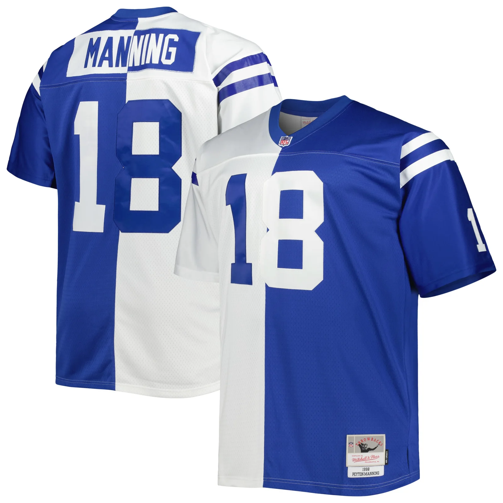 Men'sPeyton Manning Indianapolis Colts Mitchell &amp; Ness Big &amp; Tall Split Legacy Retired Player  Jersey - White/Royal