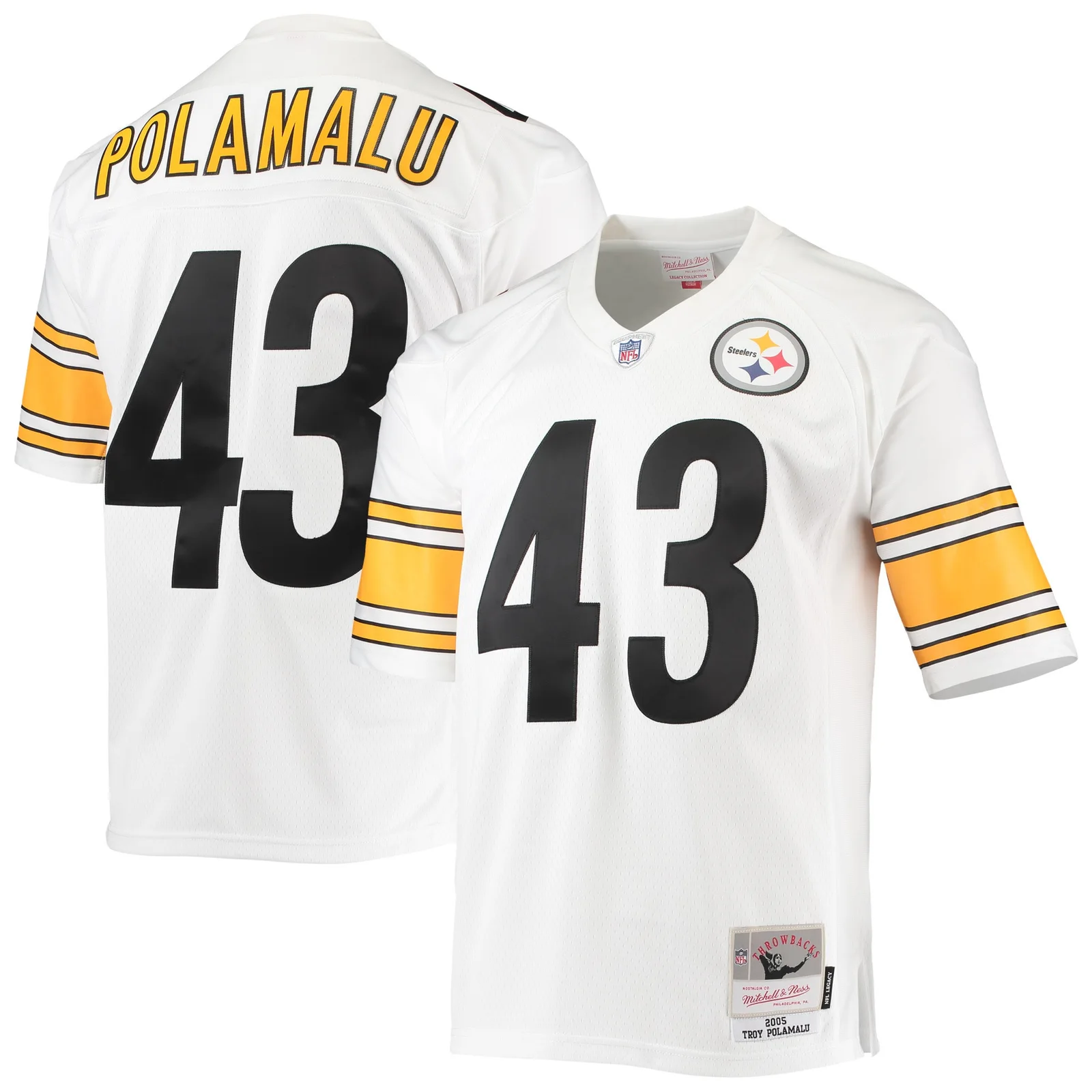 Men'sTroy Polamalu Pittsburgh Steelers Mitchell &amp; Ness 2005 Legacy  Jersey - White