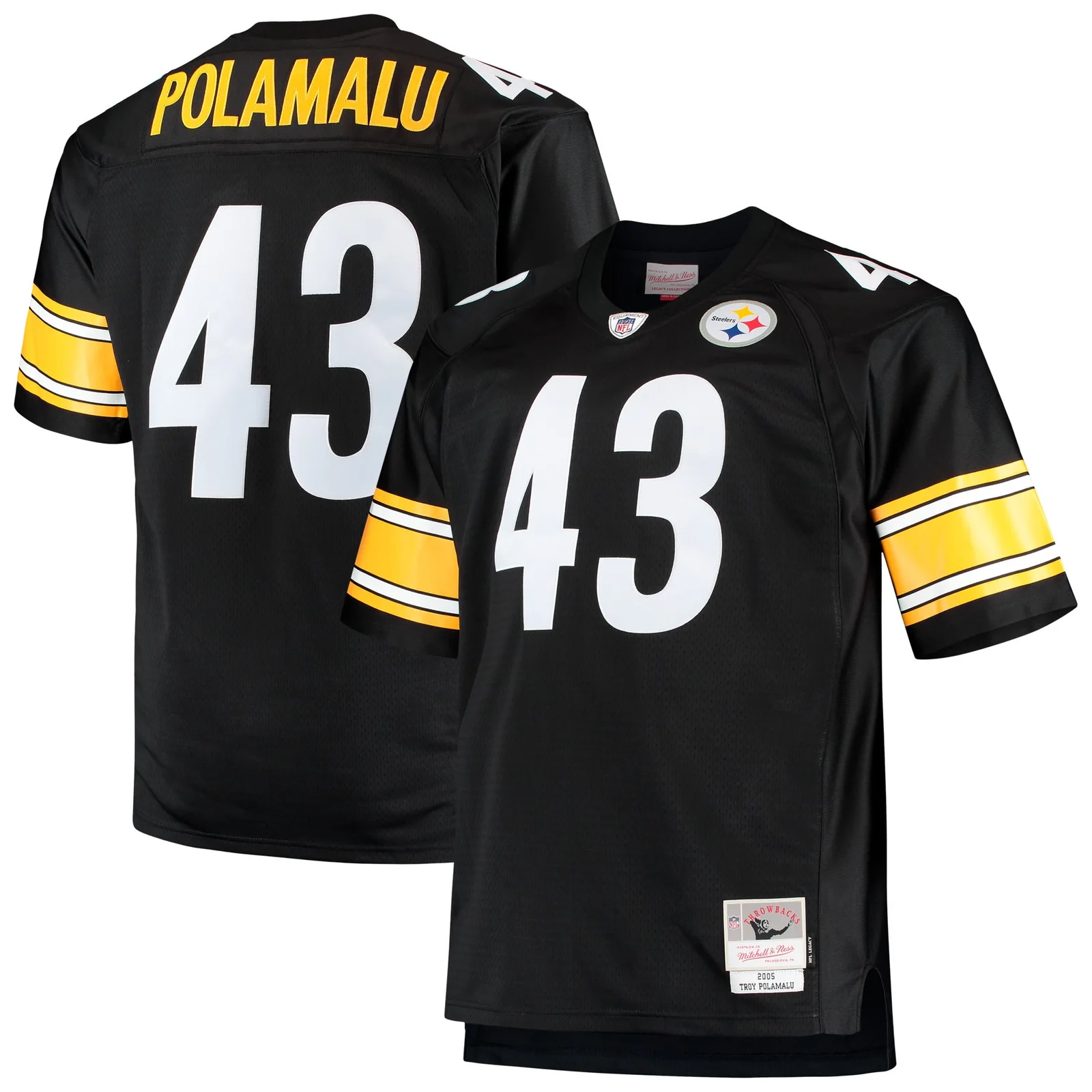 Men'sTroy Polamalu Pittsburgh Steelers Mitchell &amp; Ness Big &amp; Tall 2005 Retired Player  Jersey - Black