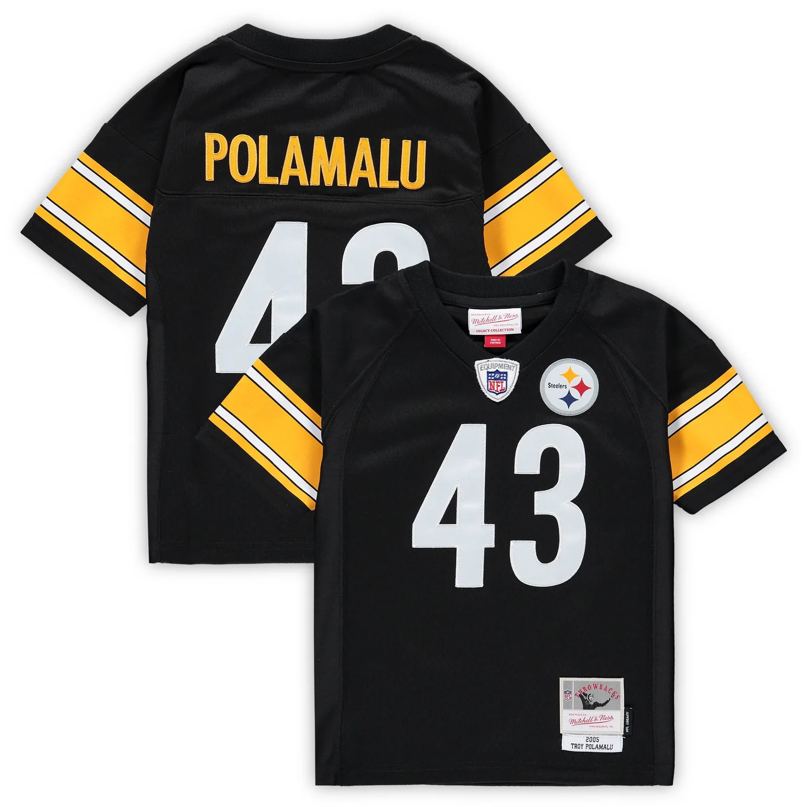 Men'sTroy Polamalu Pittsburgh Steelers Mitchell &amp; Ness Toddler 2005 Retired Legacy Jersey - Black -