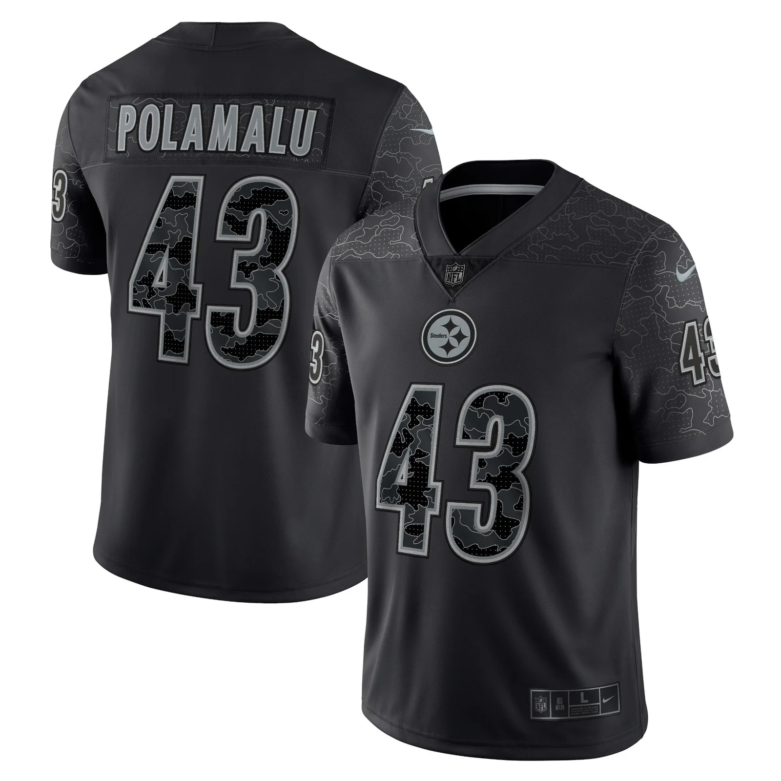 Men'sTroy Polamalu Pittsburgh Steelers Retired Player RFLCTV Limited Jersey - Black -