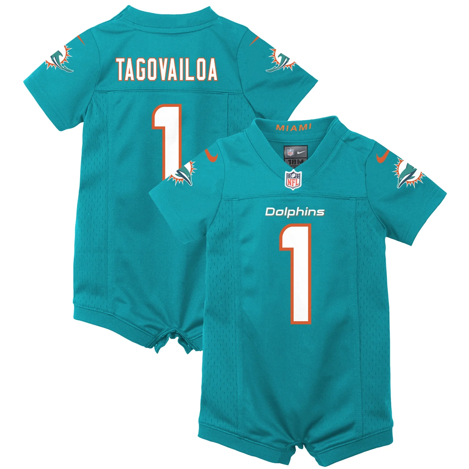 Men'sTua Tagovailoa Miami Dolphins Newborn &amp; Infant Game Romper Jersey - Aqua -