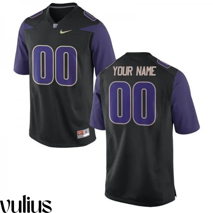 Washington Huskies Custom Jersey, Black Men's, Custom Game Jersey Stitched -