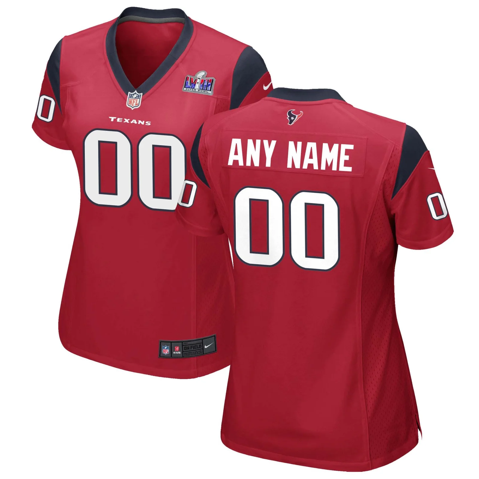 Woman Red Houston Texans Super Bowl LVIII Alternate Custom Game Jersey -