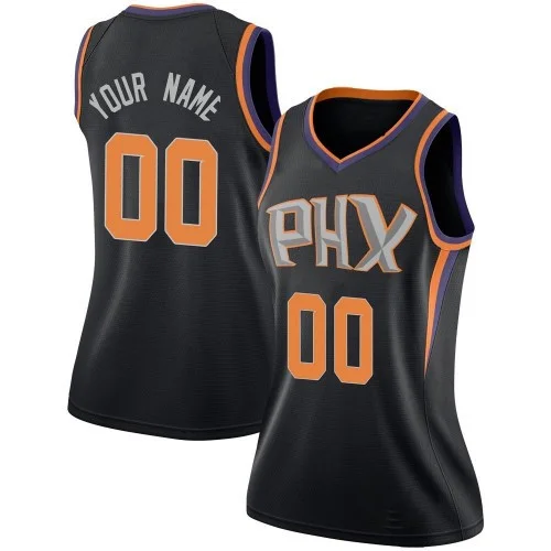 Woman's Phoenix Suns Swingman Black Custom Jersey - Statement Edition - -