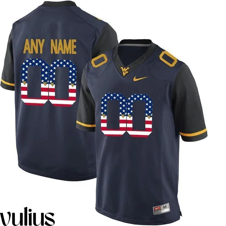 Wvu Football Jersey Custom, Blue Men's, College Football Limited Jersey -