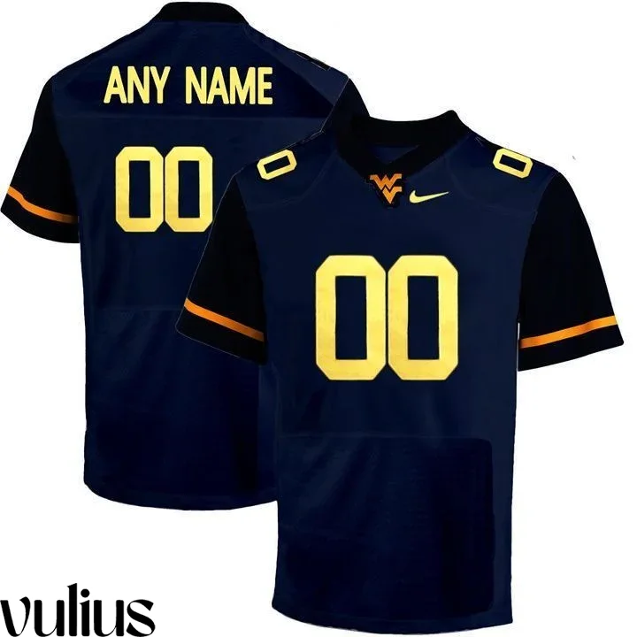 Wvu Football Jersey Custom, Blue Men's, Custom Game Jersey -