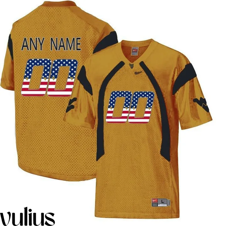 Wvu Football Jersey Custom, Gold Men's, Custom College Football Limited Jersey -