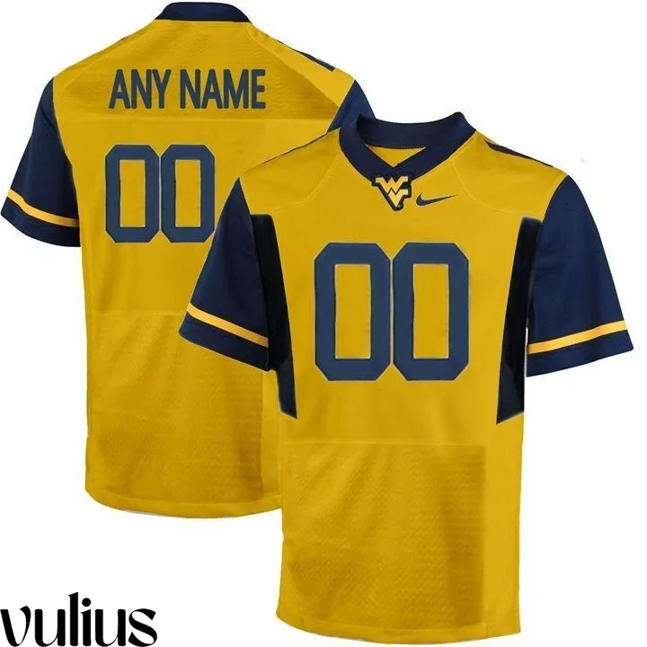 Wvu Football Jersey Custom, Gold Men's, Custom Game Jersey -