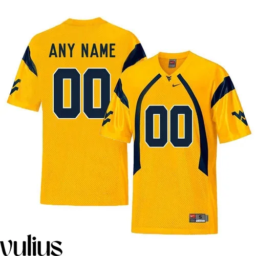 Wvu Football Jersey Custom, Gold Men's, Customized College Football Jersey -