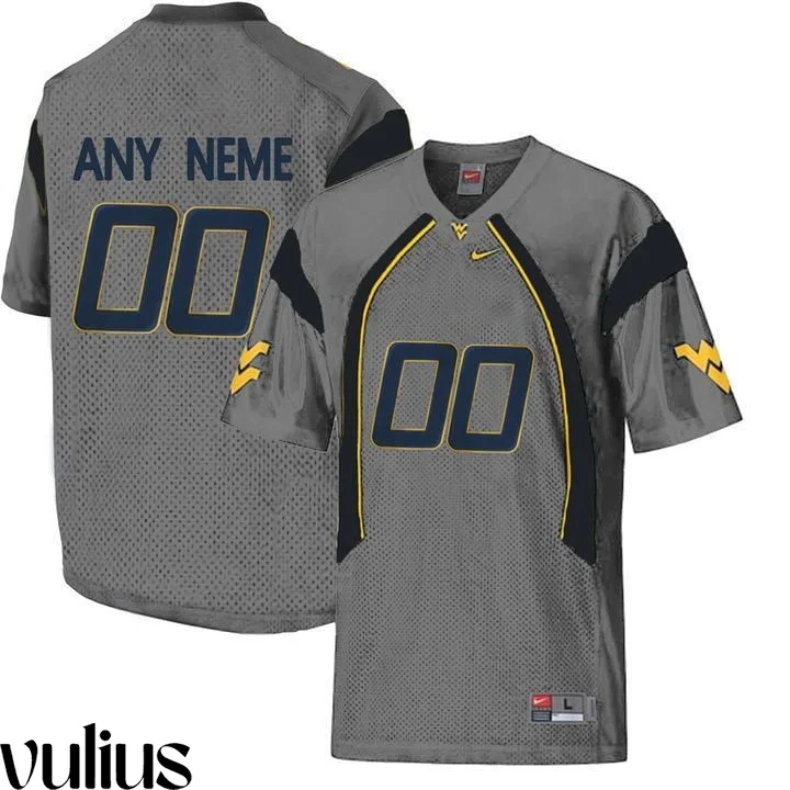 Wvu Football Jersey Custom, Grey Men's, Custom Game Jersey -