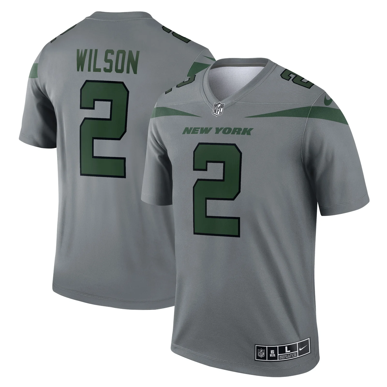 Men'sZach Wilson New York Jets Inverted Legend Jersey - Gray -