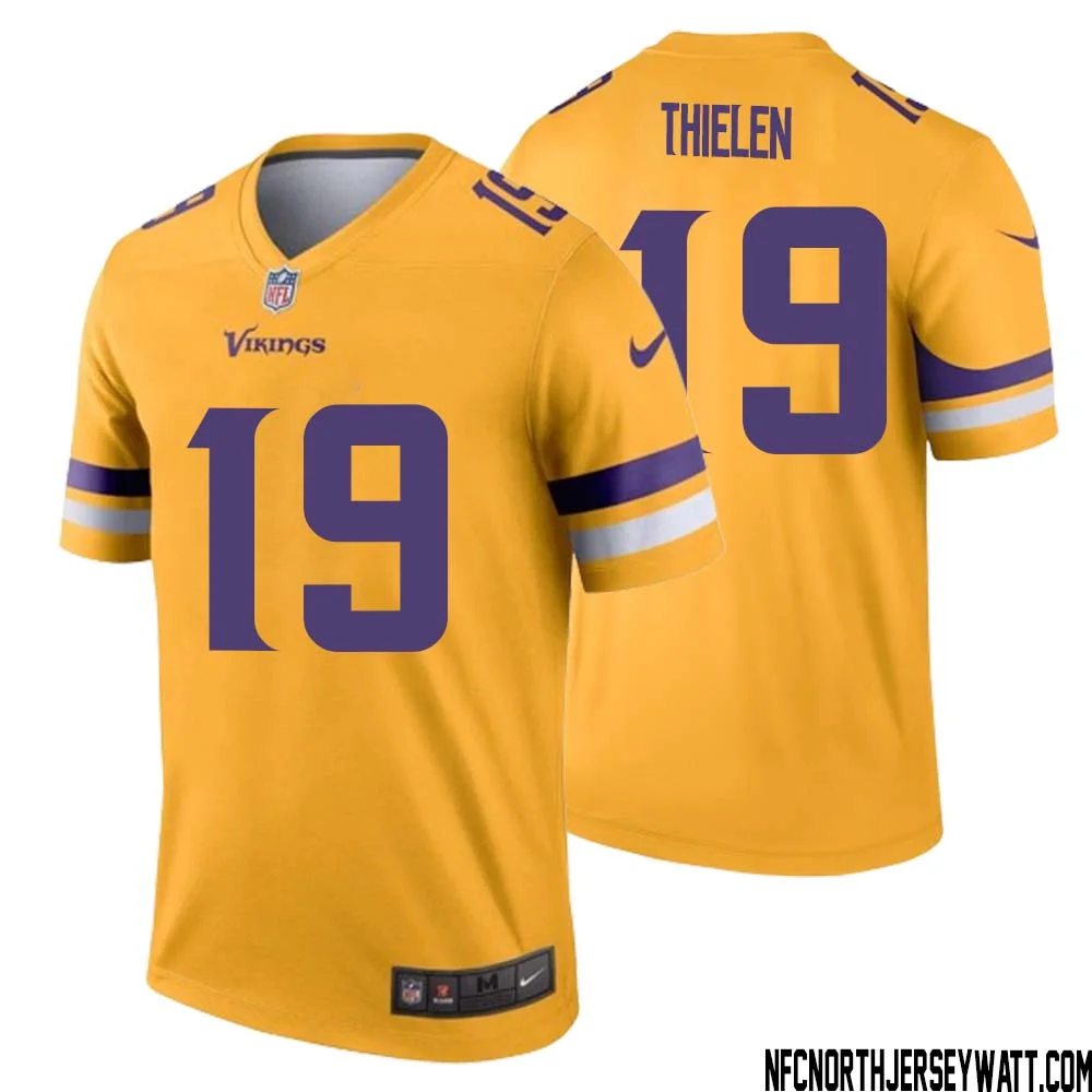 Adam Thielen No 19 Men Minnesota Vikings Gold Inverted Legend Jersey