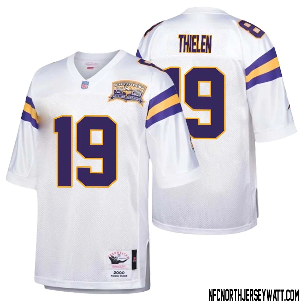Adam Thielen No 19 Men Mitchell Ness White Minnesota Vikings Authentic Throwback Retired Player Jersey