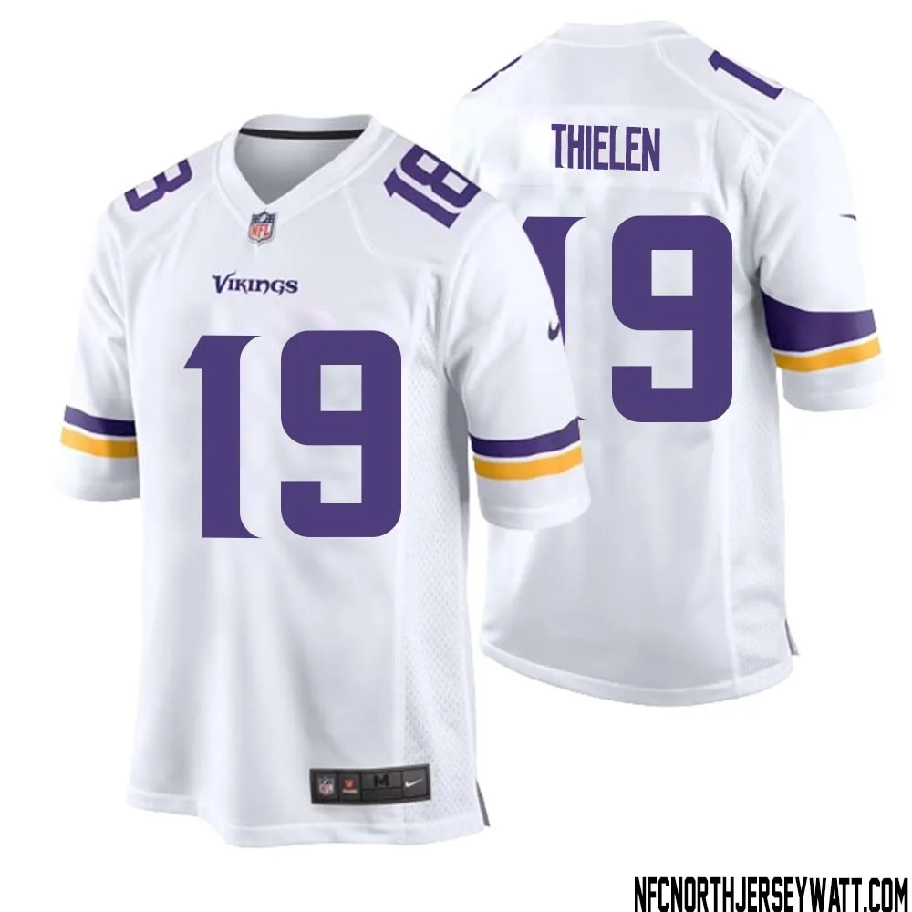 Adam Thielen No 19 Men White Minnesota Vikings Game Player Away Jersey 1