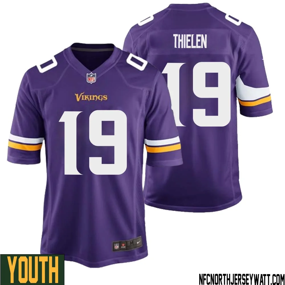 Adam Thielen No 19 Minnesota Vikings Game Jersey Court Purple for Youth 1