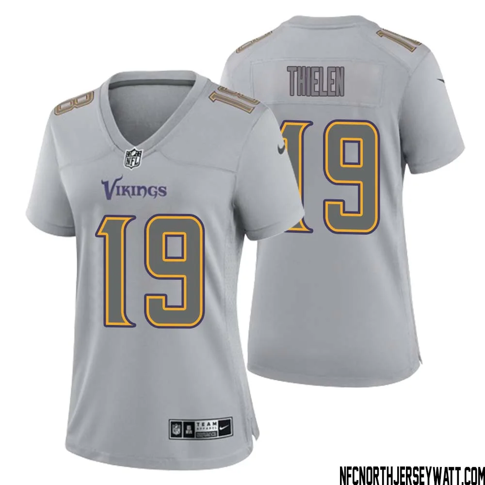Adam Thielen No 19 Women Gray Minnesota Vikings Atmosphere Fashion Game Jersey 1