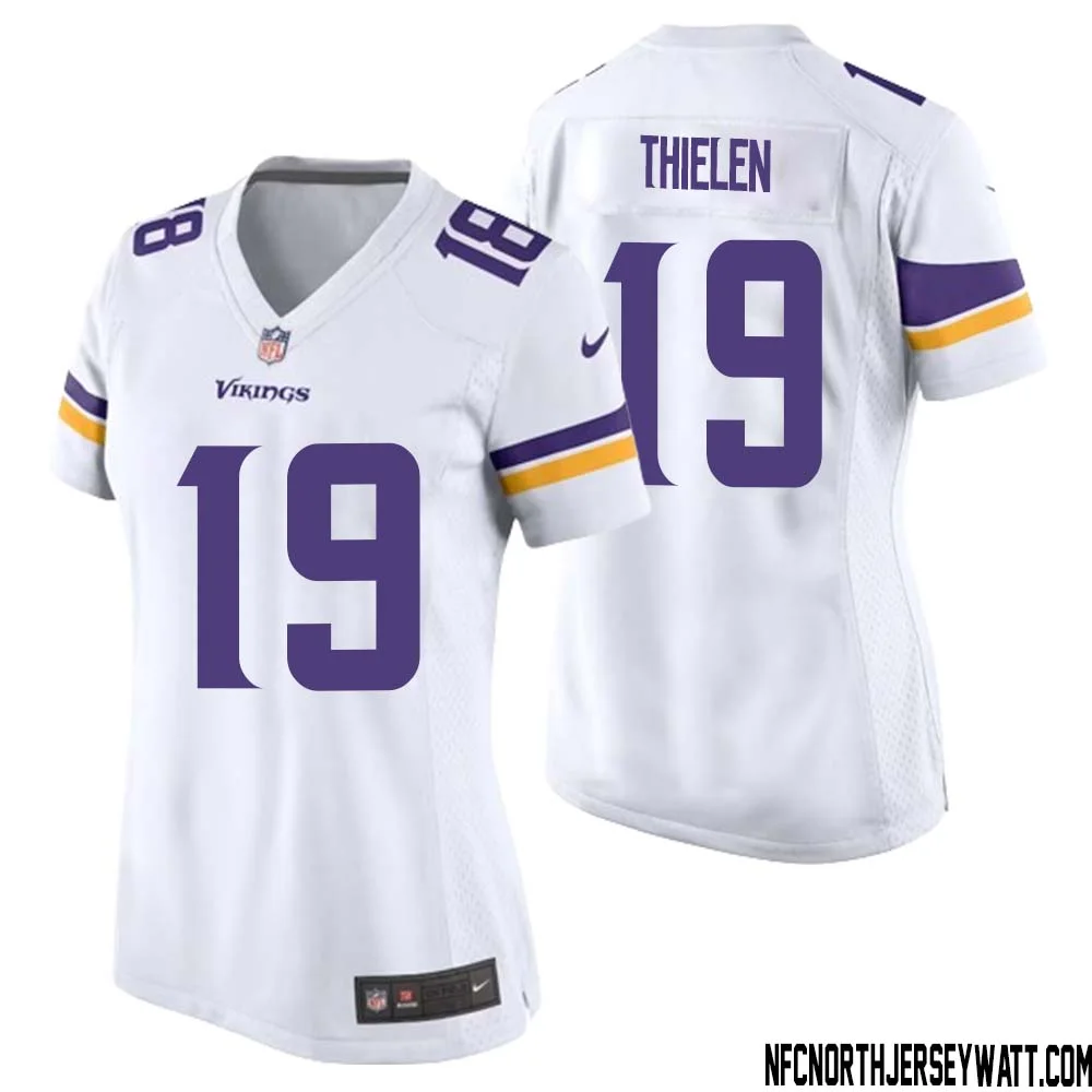 Adam Thielen No 19 Women White Minnesota Vikings Game Player Away Jersey 1