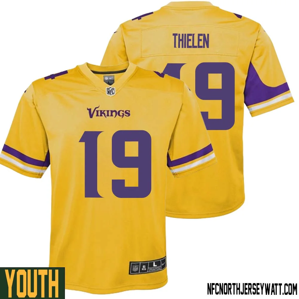Adam Thielen No 19 Youth Minnesota Vikings Gold Inverted Legend Jersey