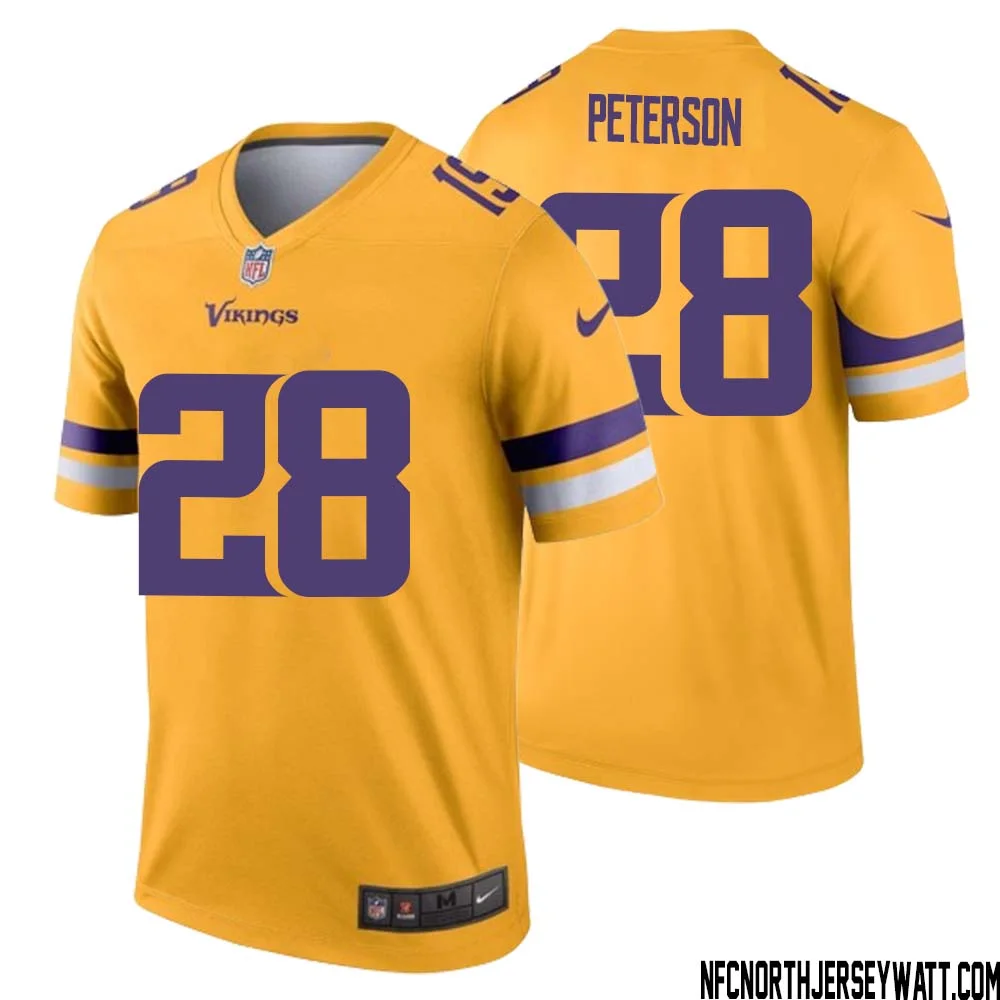 Adrian Peterson No 28 Men Minnesota Vikings Gold Inverted Legend Jersey 1
