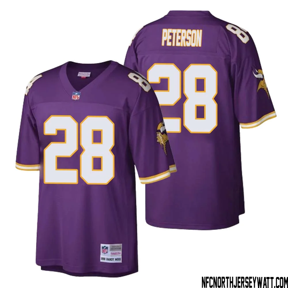Adrian Peterson No 28 Men Mitchell Ness Purple Minnesota Vikings Retired Player Legacy Replica Jersey 1