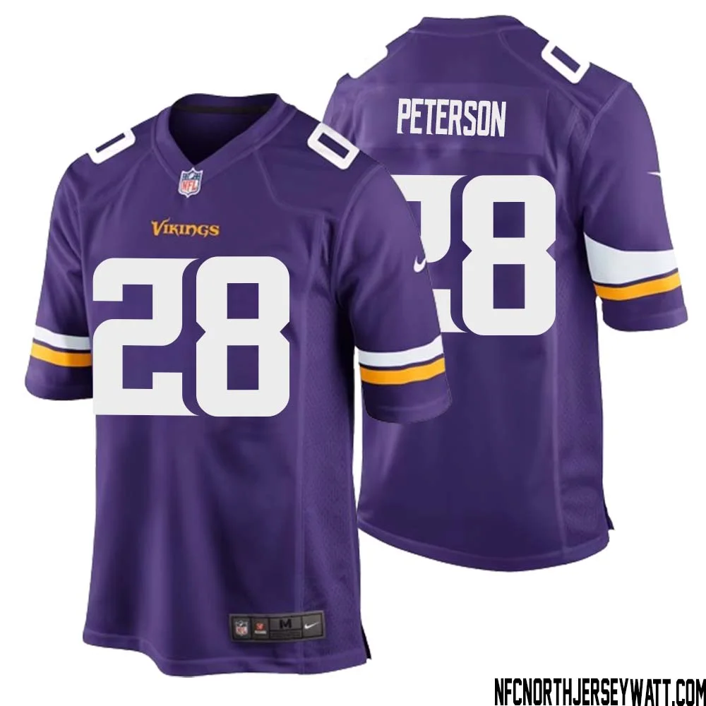 Adrian Peterson No 28 Minnesota Vikings Game Jersey Court Purple for Mens