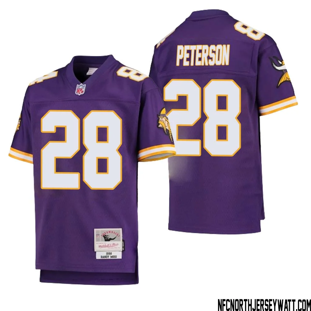 Adrian Peterson No 28 Youth Mitchell Ness Purple Minnesota Vikings 1998 Legacy Retired Player Jersey
