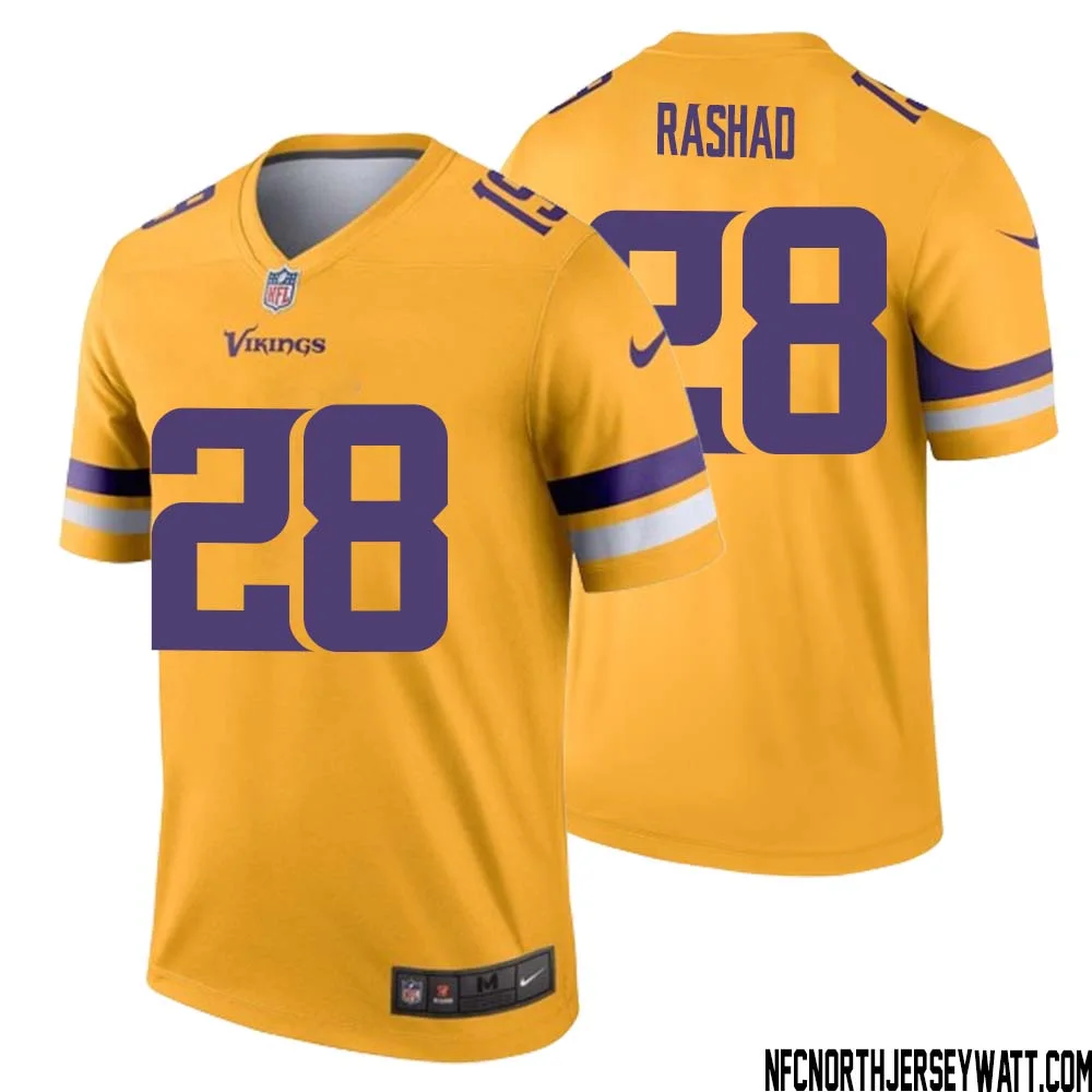 Ahmad Rashad No 28 Men Minnesota Vikings Gold Inverted Legend Jersey
