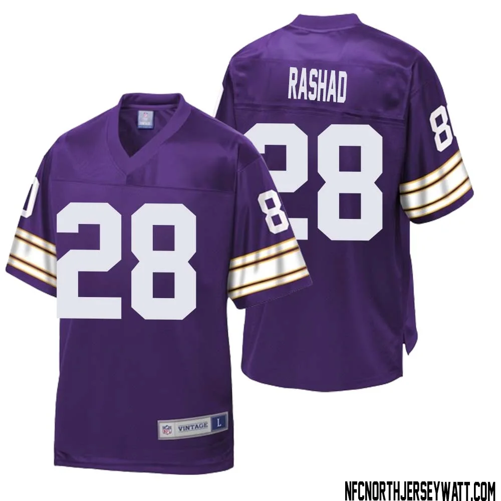 Ahmad Rashad No 28 Men NFL Pro Line Purple Minnesota Vikings Retired Player Replica Jersey