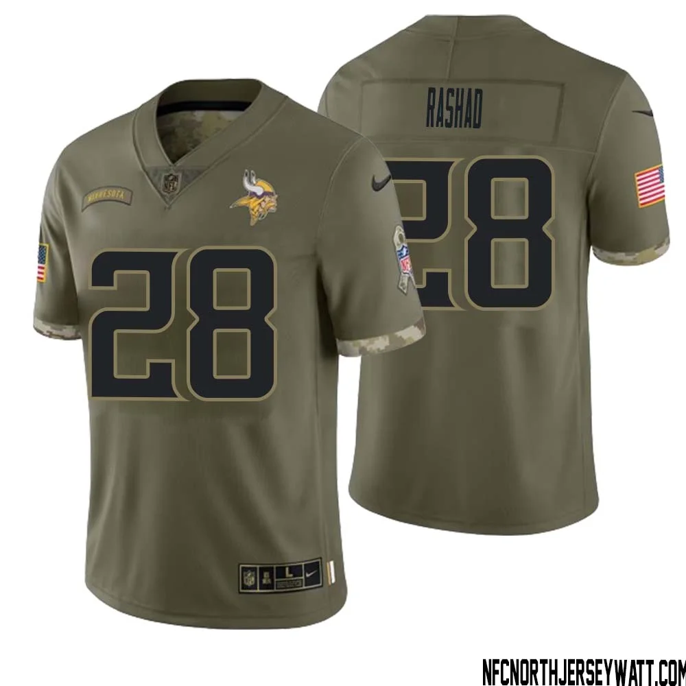 Ahmad Rashad No 28 Men Olive Minnesota Vikings 2022 Salute To Service Retired Player Limited Jersey