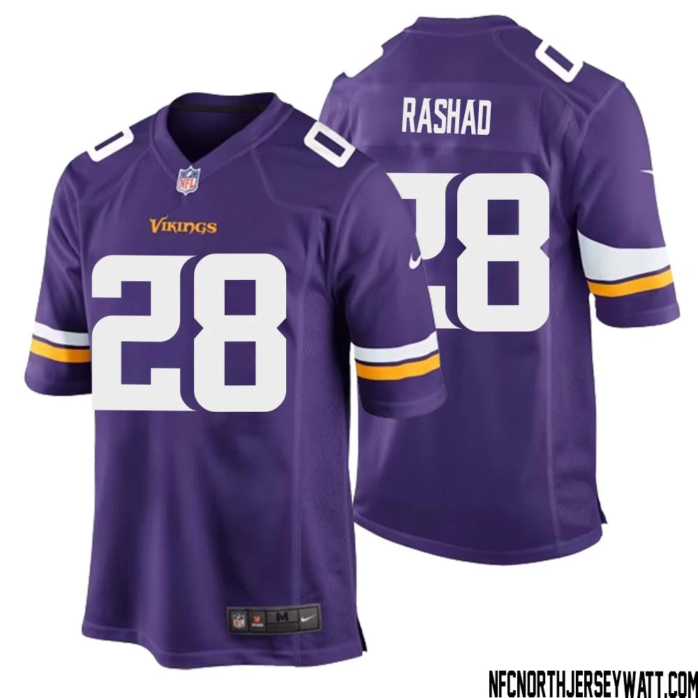 Ahmad Rashad No 28 Minnesota Vikings Game Jersey Court Purple for Mens 1