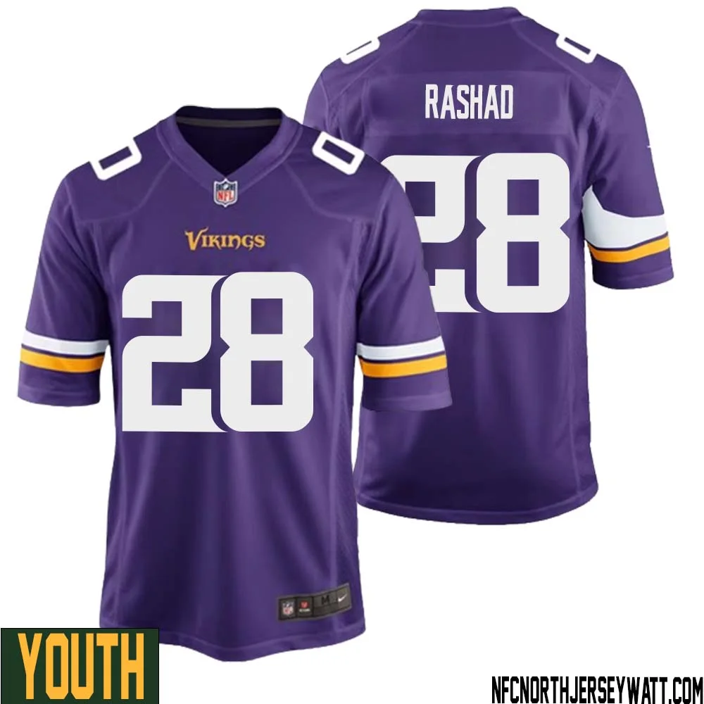 Ahmad Rashad No 28 Minnesota Vikings Game Jersey Court Purple for Youth