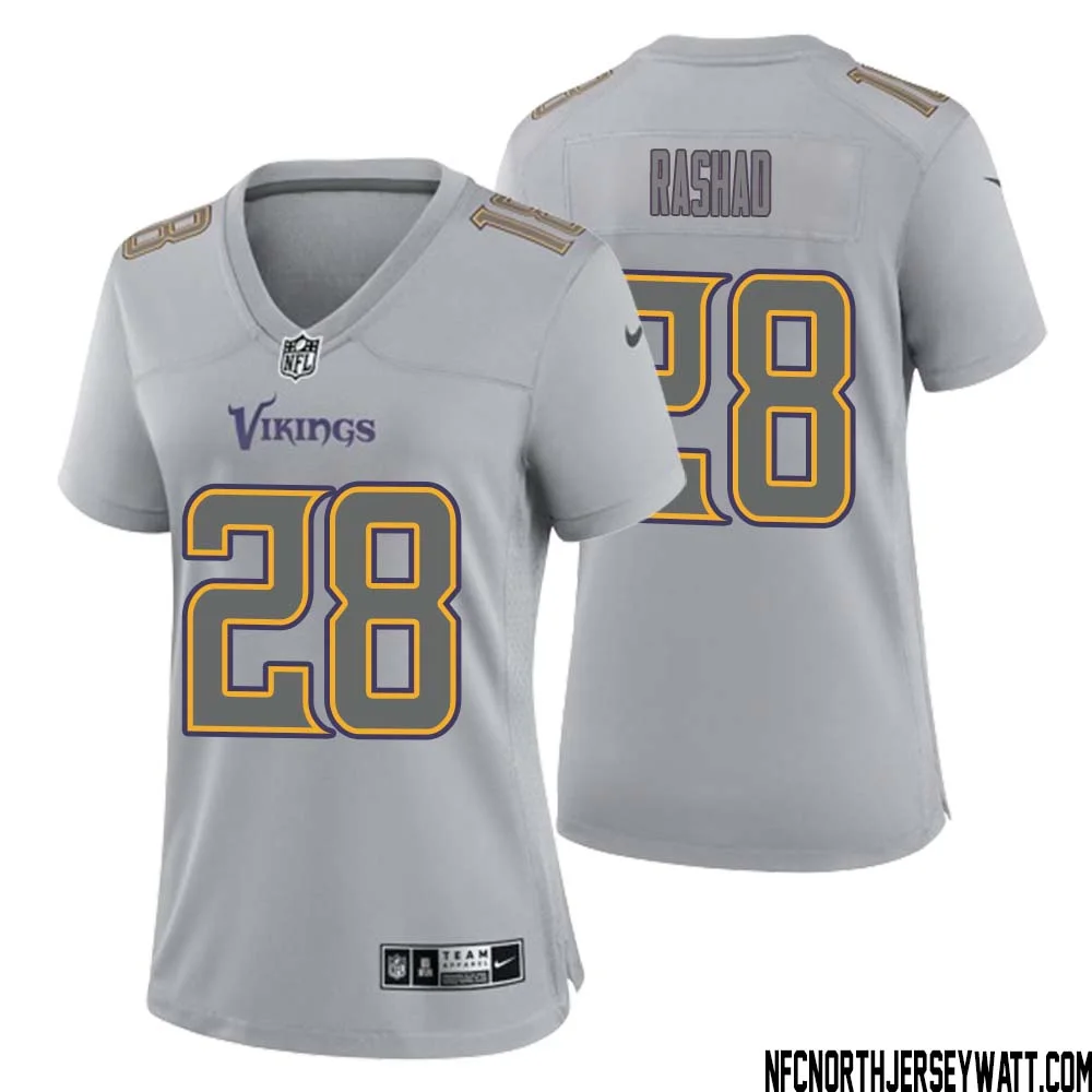 Ahmad Rashad No 28 Women Gray Minnesota Vikings Atmosphere Fashion Game Jersey 1