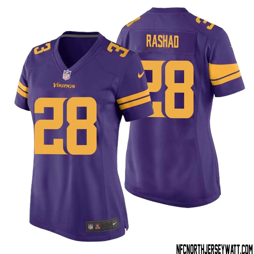 Ahmad Rashad No 28 Women Purple Minnesota Vikings Alternate Game Jersey