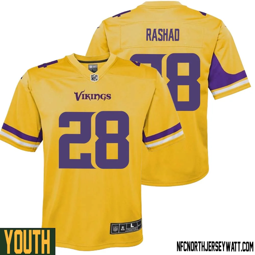 Ahmad Rashad No 28 Youth Minnesota Vikings Gold Inverted Legend Jersey 1