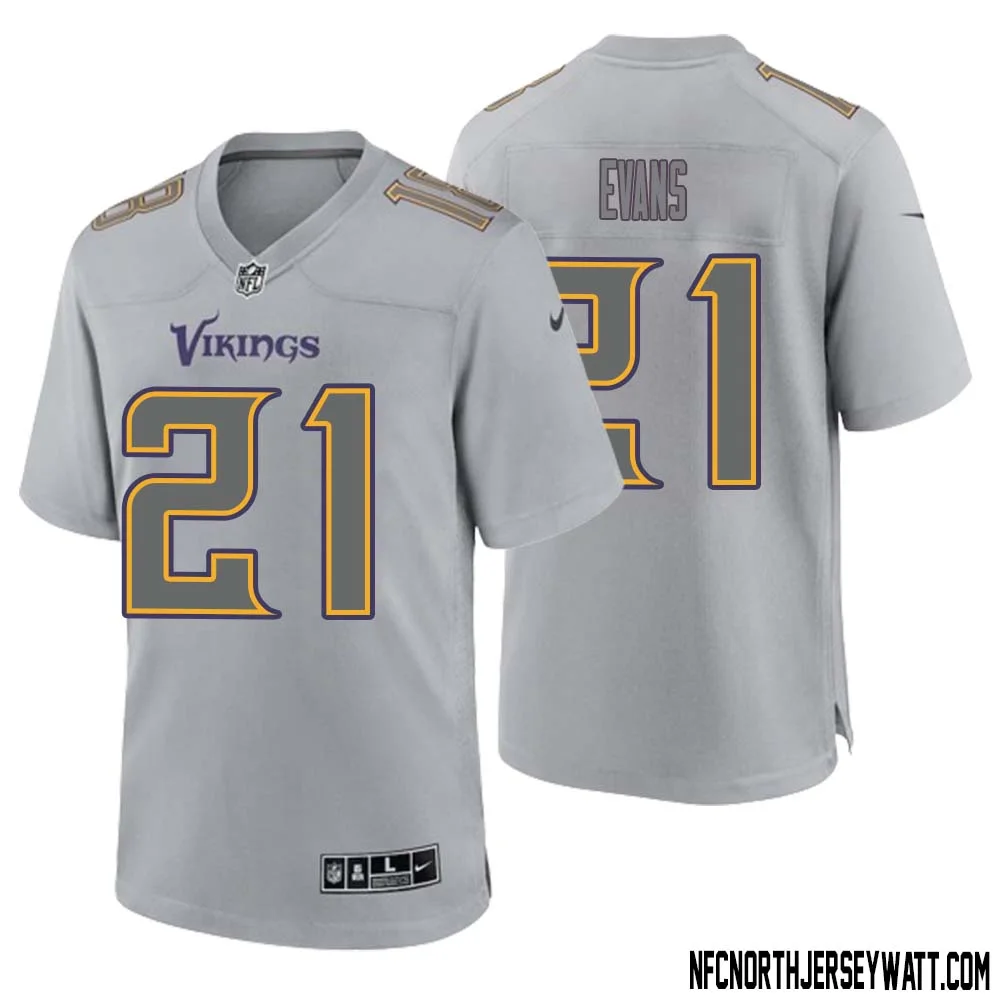 Akayleb Evans No 21 Men Gray Minnesota Vikings Atmosphere Fashion Game Jersey