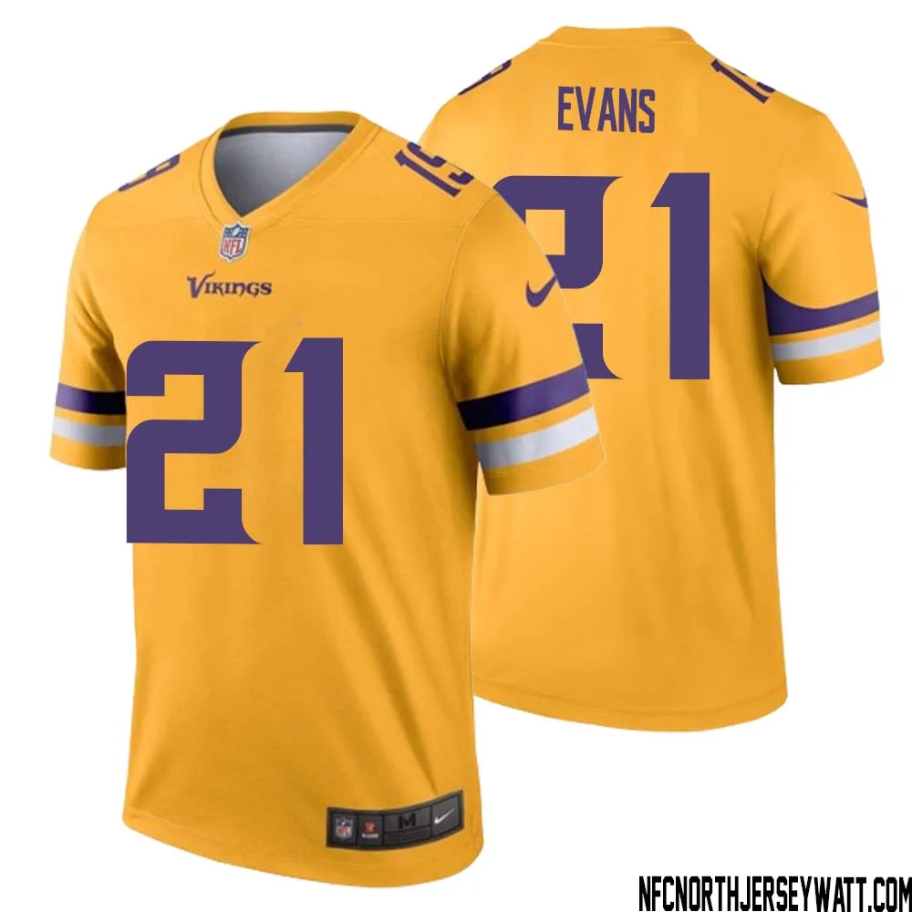 Akayleb Evans No 21 Men Minnesota Vikings Gold Inverted Legend Jersey