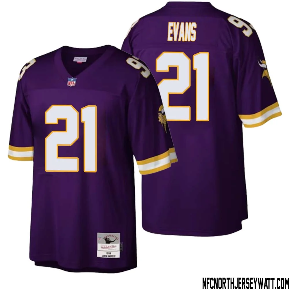 Akayleb Evans No 21 Men Mitchell Ness Purple Minnesota Vikings Legacy Replica Jersey 1