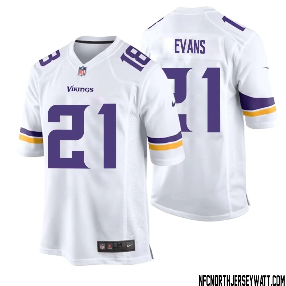 Akayleb Evans No 21 Men White Minnesota Vikings Game Player Away Jersey 1