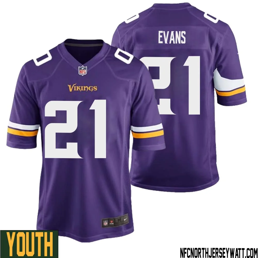 Akayleb Evans No 21 Minnesota Vikings Game Jersey Court Purple for Youth 1